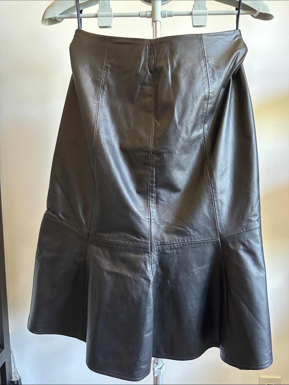 metrostyle Black Leather A-Line Flared Skirt
